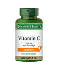 Nature's Bounty Vitamin C 1000 Mg With Rose Hips - Pack Of 60 Coated Caplets - Supports Immunity And Energy - Vegan And Gluten Free