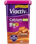 Viactiv Max Formula Calcium +Vitamin D3 Supplement for Bone Health Rich Caramel 100 Soft Chews 5 Pack
