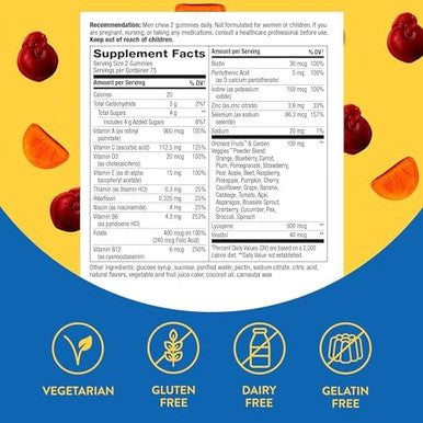Nature'S Way Alive Men'S Daily Gummy Multivitamin, Supports Energy Metabolism & Muscle Function, B-Vitamins, Gluten-Free, Vegetarian, Fruit Flavored, 150 Gummies (Packaging May Vary)