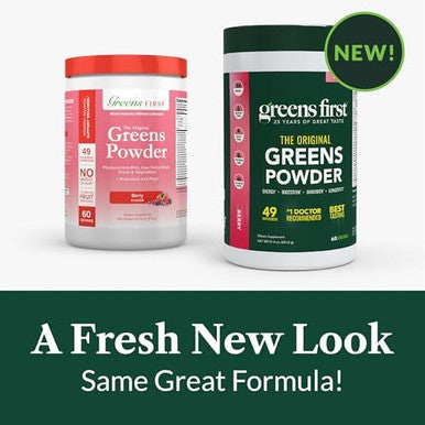 Greens First Original Greens Powder 49 Superfoods Organic Fruits & Veggies Prebiotics (Berry 60 Servings)
