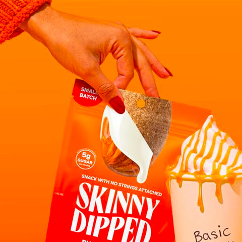 SkinnyDipped Maple Kiss and Pumpkin Spice Almonds Variety Pack Bundle, Healthy Snack, Plant Protein, Gluten Free, 3.5 oz Resealable Bags, Pack of 5, Limited Edition