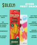 Solely - Organic Mango Fruit Jerky - 5 Individually Wrapped Fruit Strips - Fruit Leather Made from Dried Fruits - Healthy Snacks, Vegan - 0.8oz (23g)