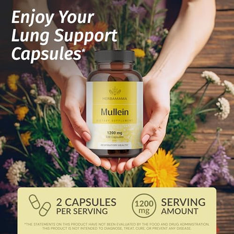 Herbamama Boswellia Turmeric And Mullein Leaf Capsules Kit - Bundle Of 2100 Mg Boswellia Turmeric & 1200 Mg Mullein Leaf Capsules - Vegan Non Gmo Gelatin- - 2 Pack