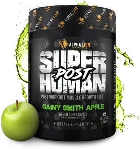 Alpha Lion Superhuman Post Workout Recovery Muscle Builder Drink Creatine Powder + More For Lean Muscle Growth Strength & Volume Supplement For Women & Men (25 Servings Gainy Smith Apple)