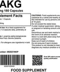 AAKG L-Arginine Alpha Ketoglutarate 180 1000mg Capsules Supplement Nitric Oxide Pre Workout Booster Muscle Pump