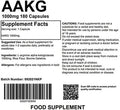 AAKG L-Arginine Alpha Ketoglutarate 180 1000mg Capsules Supplement Nitric Oxide Pre Workout Booster Muscle Pump