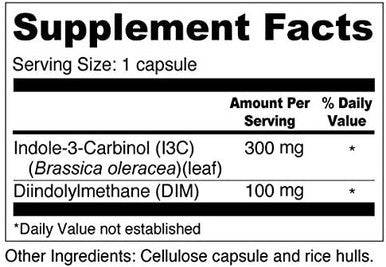 I3C DIM for Healthy Estrogen Metabolism Detoxification 60 Capsules 300mg I3C 100mg DIM Vegan Gluten