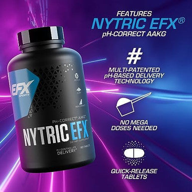 Efx Sports Nytric Efxph Correct Aakg Arginine & Citrulline Pre Workout Pillslonger Lasting Muscle Pumps60 Servings 180 Quickrelease Tablets