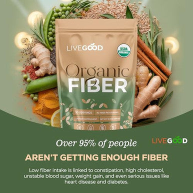 Livegood Organic Fiber Powder With Agave Inulin Psyllium Husk Pea Fiber 10 Plant-Based Sources For Digestion Detox Gut Support And Daily Wellness Organic Fiber Supplement (30 Servings)