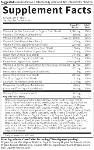 Garden Of Life Organics Whole Food Multivitamin For Men, 60 Tablets, Vegan Mens Vitamins And Minerals For Mens Health And Well-Being, Certified Organic Vegan Mens Multi