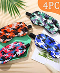 Eurzom Camo Sleep Mask Soft Sleeping Eye Masks For Comfortable Artificial Silk Sleeping With Elastic Straps For Blocking Light For Men Women 4 Colors 4 Pieces
