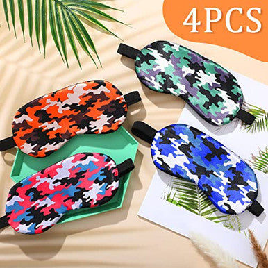 Eurzom Camo Sleep Mask Soft Sleeping Eye Masks For Comfortable Artificial Silk Sleeping With Elastic Straps For Blocking Light For Men Women 4 Colors 4 Pieces