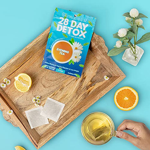 Skinnyboost Skinny Boost Evening Detox Tea & 28-Day Daytime Tea Supports Detox Digestion Metabolism Citrus Mint Flavor Non-Gmo Vegan Keto Friendly
