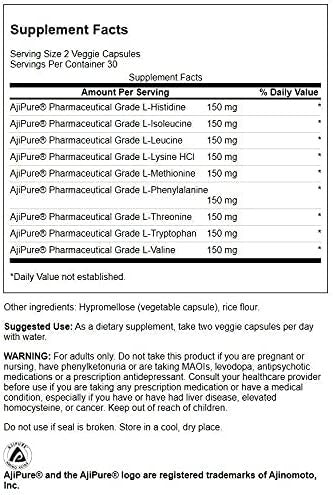 Swanson Ajipure 9 Essential Amino Acid Formula Pharmaceutical Grade 60 Veg Capsules (3 Pack)