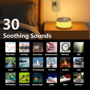 Donow White Noise Sound Machine With Light Bluetooth 30 Soothing Sounds Knob Volume Control 8 Colors Night Light With Memory Function Sleep Timer White Noise Machine For Sleeping Adults Baby
