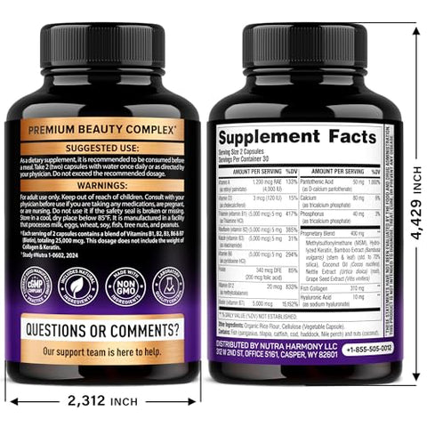 Nutraharmony Biotin Collagen Hyaluronic Acid Capsules & Liquid Biotin Collagen Drops