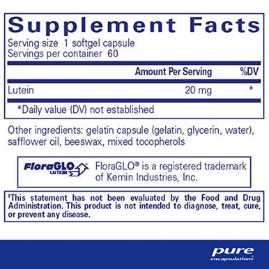 Pure Encapsulations Lutein 20 mg 60 gels