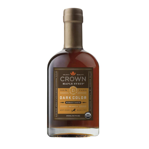 Crown Maple Certified Organic Dark Color Robust Taste Maple Syrup, Pure, Gluten Free, No Preservatives, Non-GMO pairs well with Pancakes, Coffee, Cocktails & Brunch, 12.7 Fl Oz (Pack of 1)