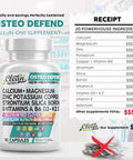 Calcium Magnesium Zinc Supplement With Potassium, Copper, Strontium, Silica, Vitamin D3 K2, Boron, Vitamin B1 B12 Red Clover Herb Alfalfa Basil Pills For Men And Women Clean Nutra Osteo Defend