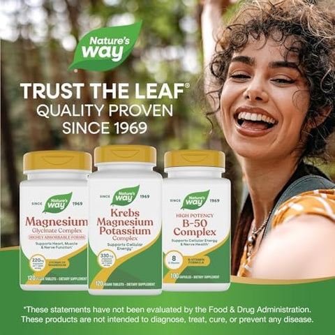 NatureS Way Krebs Magnesium Potassium Complex Cellular Energy Support With Magnesium Lysinate and Malate And Potassium Citrate Vegan Gluten and Dairy 120 Tablets (Packaging May Vary)