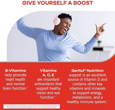 Geritol Multivitamin Supplement Contains Bvitamins Antioxidants Vitamins C E & D And Iron 27 Essential Vitamins And Minerals Gluten Nongmo No Artificial Sweeteners 100 Tablets 3 Pack