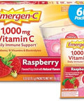 EmergenC 1000Mg Vitamin C Powder With Antioxidants B Vitamins And Electrolytes Vitamin C Supplements For Immune Support Caffeine Drink Mix Raspberry Flavor 60 Count/2 Month Supply