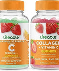 Lifeable Vitamin C 1050Mg + Collagen & Vitamin C Gummies Bundle Great Tasting Vitamin Supplement Gluten Gmo Chewable Gummy