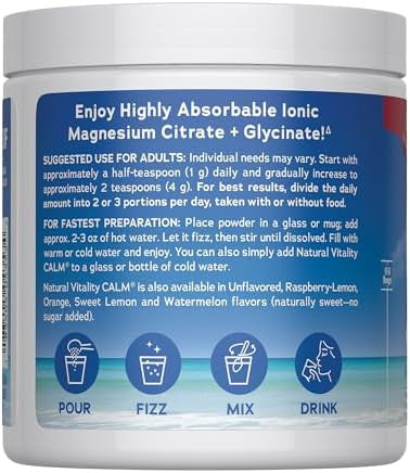 Natural Vitality Calm Magnesium Supplement Anti Stress Drink Mix Powder Gluten Free Vegan & Non GMO