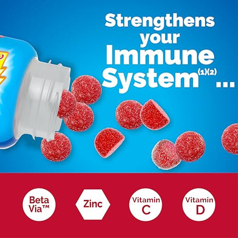 Emergen-C Immune Triple Action Immune Support Gummies Betavia (R) 1000Mg Vitamin C B Vitamins Vitamin D And Antioxidants Raspberry 45 Count