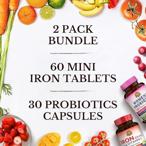 Vitalitown Women's Probiotics and Iron Supplement Bundle