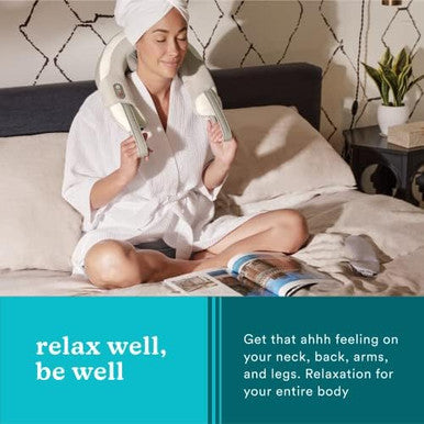 Homedics Shiatsu Rechargeable Neck Massager With Heat, Deep-Kneading Shiatsu Massage, Comfort-Flex Handles, Integrated Controls, Cordless, Relaxes Muscle Tension, Releases Sore Muscles