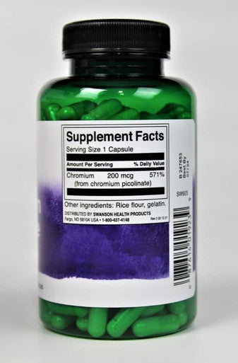 Swanson Chromium Picolinate - Natural Supplement - (200 Capsules 200mcg Each) (4 Pack)