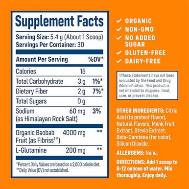 Nativepath Organic Baobab Prebiotic Fiber Powder 30 Servings