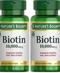 Nature'S Bounty Biotin Hair Skin And Nails Vitamins Supports Healthy Hair Skin And Nails 10000 Mcg 120 Softgels (Pack Of 2)