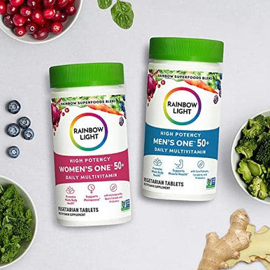 Rainbow Light Multivitamin For Men 50+, Vitamin C, D & Zinc, Probiotics, Men'S One 50+ Multivitamin Provides High Potency Immune Support, Non-Gmo, Vegetarian, 90 Tablets