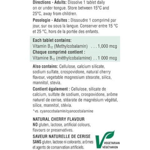 Jamieson Vitamin B12 Methylcobalamin Fast Dissolving Sublingual Tablets 1000 Mcg 100 Sublingual Tablets