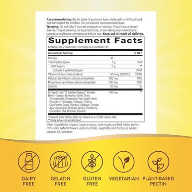 Nature'S Way Alive Daily Calcium & Vitamin D3 Gummies, Bone Support, Immune Support, Strawberry And Raspberry- Lemonade Flavored, 60 Gummies (Packaging May Vary)