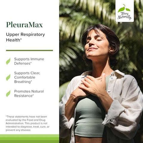 Terry Naturally Pleuramax Upper Respiratory Health Supplement Sourced From Oyster Mushrooms Includes Vitamin C For Immune Support Vegan & Nongmo 30 Capsules (30 Servings) 2 Pack