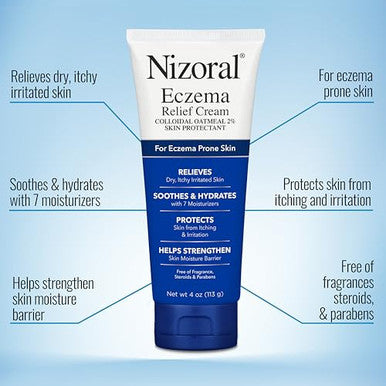 Nizoral Eczema Relief Cream Relieves Dry Itchy Irritated Skin Soothes And Hydrates With 7 Moisturizers Colloidal Oatmeal 2% 4 Fl Oz
