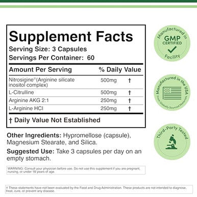Double Wood Supplements Nitric Oxide Supplement (Stim Pre Workout) 180 Capsules