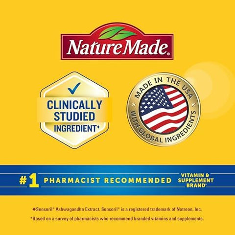 Nature Made Magnesium + Ashwagandha Capsules Stress Relief And Sleep Support Magnesium 300 Mg And Ashwagandha Supplements 60 Capsules 30 Day Supply