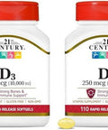 21St Century Vitamin D3 250 Mcg (10000 Iu) Rapid Release Softgels 110 Count