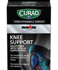 Curad Performance Series Ironman Knee Support Adjustable with Patella Support Pad for Tendonitis Weak or Injured Knees Preventative Support for Athletes