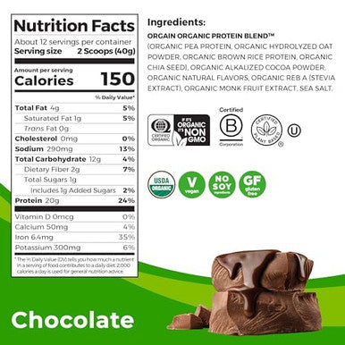 Orgain Organic Vegan Protein Powder + Oat Milk Vanilla Bean 20G Plant Based Protein Gluten No Dairy Soy Or Lactose Ingredients Low Sugar Nongmo Kosher For Shakes & Smoothies 1.05Lb