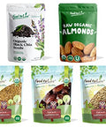 Food to Live - Organic Nuts, Seeds and Fruits in a Gift Box A Variety Pack of Almonds, Chinese Hemp Seeds, Medjool Dates, Chia Seeds and Golden Flax Seeds