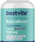 Bestvite ButyraBoost 300mg Tributyrin Complex (60 Vegetarian Capsules) - No Stearates - Vegan - Non GMO - Gluten - Butyrate Gut Health Supplement