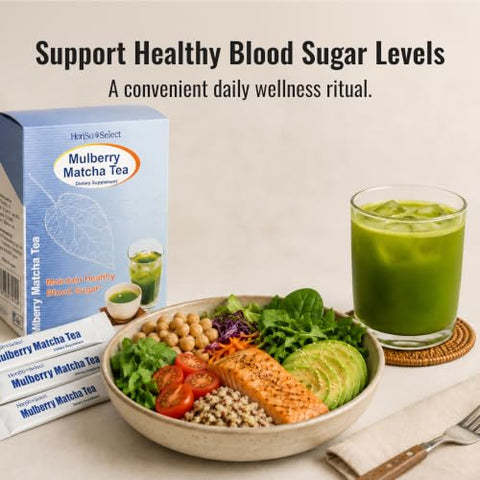 Honso Mulberry Matcha Tea ÃƒÂ¢Ã¢â€šÂ¬Ã¢â‚¬Å“ Japanese Mulberry Leaf & Matcha Green Tea Powder Packets, Supports Healthy Blood Sugar Levels, Hot or Iced, 20 Count