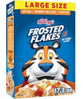 Frosted Flakes Breakfast Cereal, 8 Vitamins and Minerals, Kids Snacks, Large Size, Original, 17.3oz Box (1 Box)