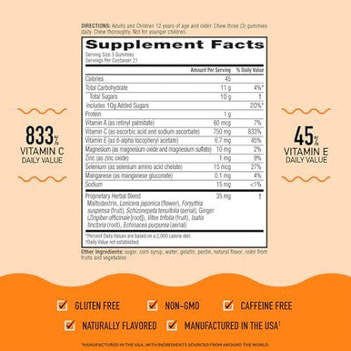 Airborne Assorted Fruit Flavored Gummies 42 Count 750Mg Of Vitamin C And Minerals & Herbs Immune Support (Packaging May Vary) (Pack Of 3)