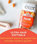 Olly Ultra Strength Hair Softgels Supports Hair Health Biotin Keratin and Probiotic + Prebiotic Gummy Digestive Support And Gut Health